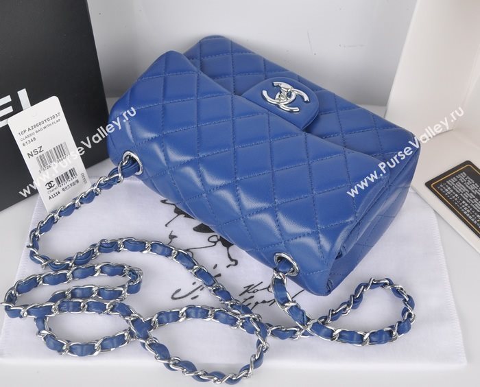 Chanel A1116 lambskin small classic flap handbag blue bag 5784