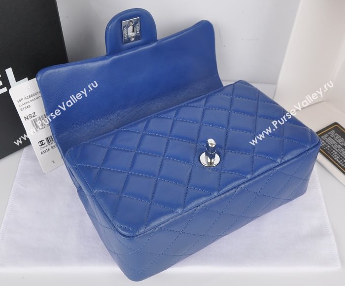 Chanel A1116 lambskin small classic flap handbag blue bag 5784