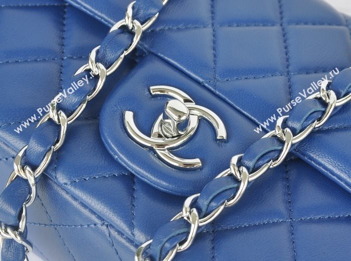 Chanel A1116 lambskin small classic flap handbag blue bag 5784