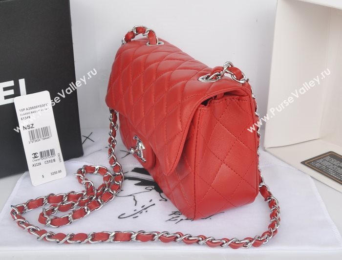 Chanel A1116 lambskin small classic flap handbag red bag 5785