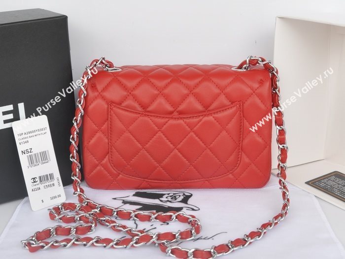 Chanel A1116 lambskin small classic flap handbag red bag 5785