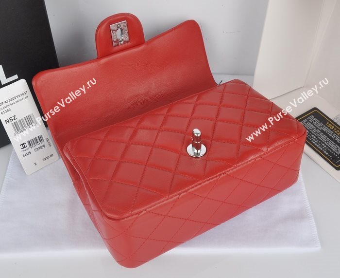 Chanel A1116 lambskin small classic flap handbag red bag 5785