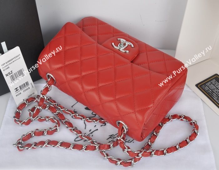 Chanel A1116 lambskin small classic flap handbag red bag 5785