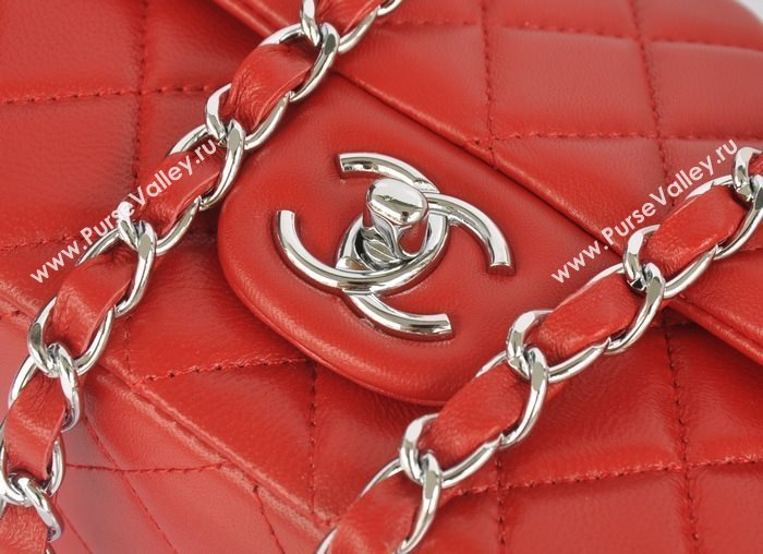 Chanel A1116 lambskin small classic flap handbag red bag 5785