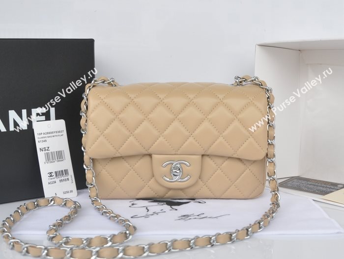 Chanel A1116 lambskin small classic flap handbag apricot bag 5786