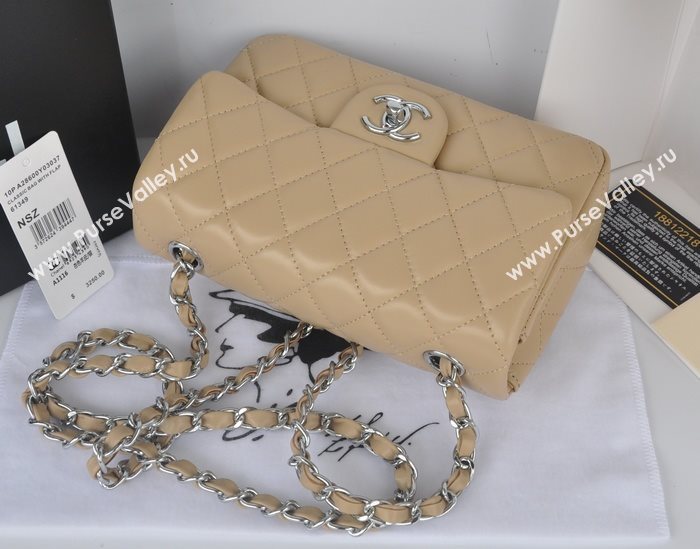 Chanel A1116 lambskin small classic flap handbag apricot bag 5786