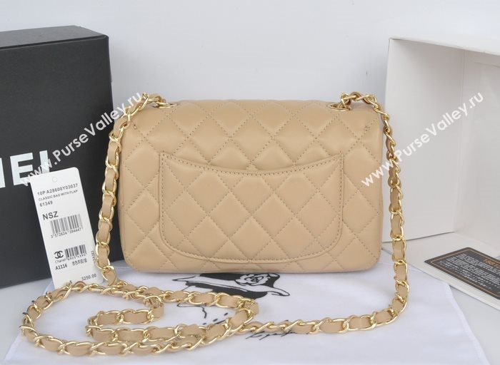 Chanel A1116 lambskin small classic flap handbag apricot bag 5787