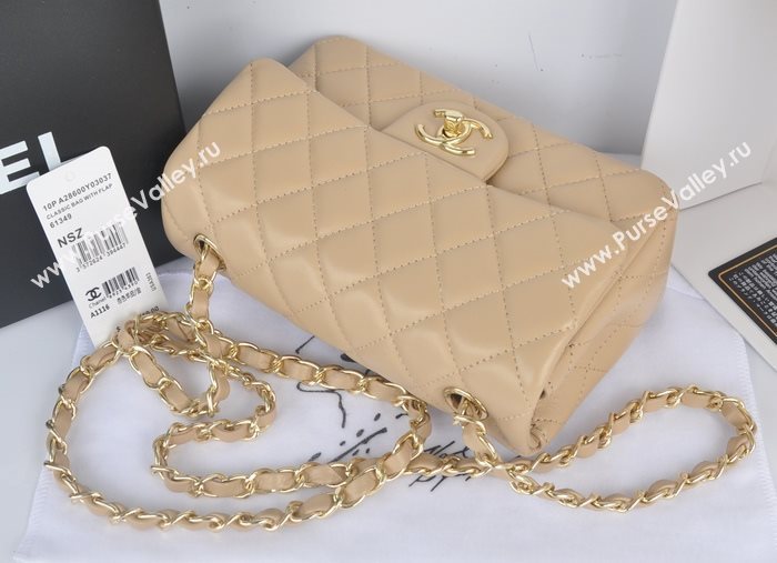 Chanel A1116 lambskin small classic flap handbag apricot bag 5787