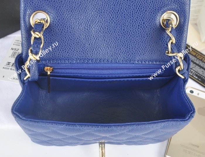 Chanel A1115 caviar lambskin small classic flap handbag blue bag 5788