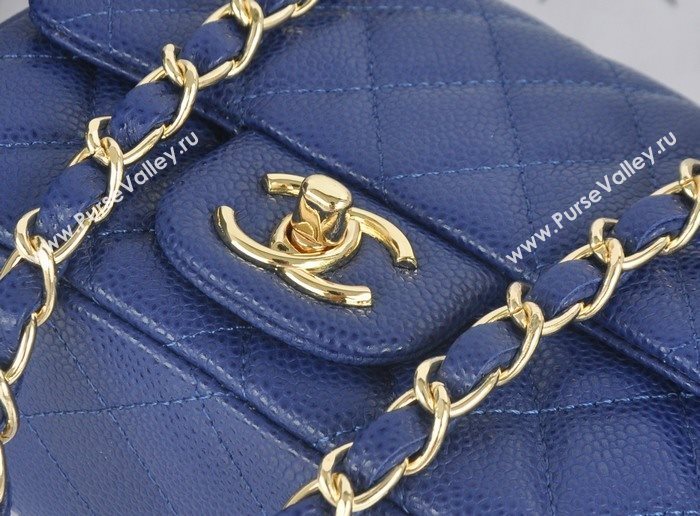 Chanel A1115 caviar lambskin small classic flap handbag blue bag 5788