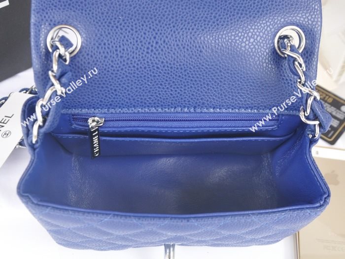 Chanel A1115 caviar lambskin small classic flap handbag blue bag 5789