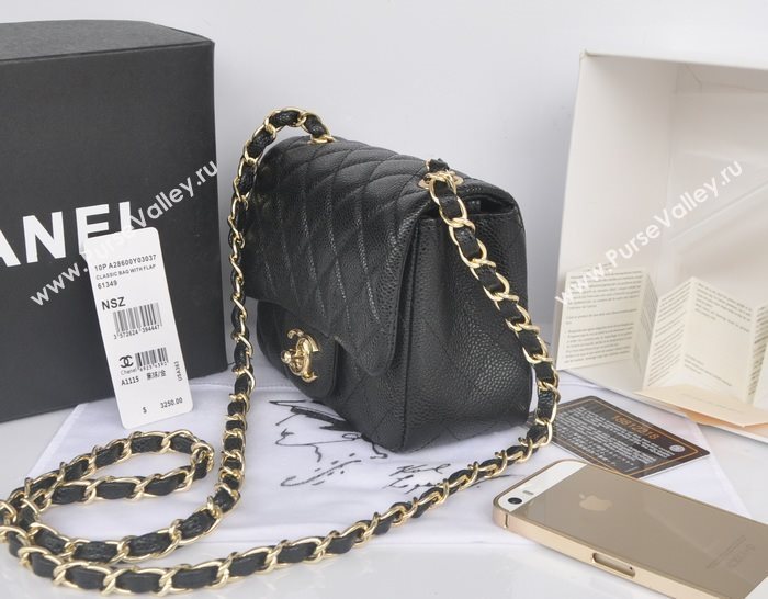 Chanel A1115 caviar lambskin small classic flap handbag black bag 5790