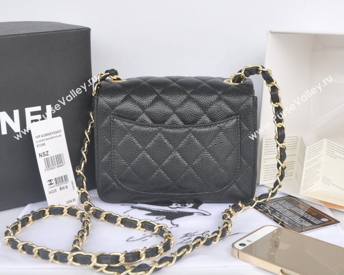 Chanel A1115 caviar lambskin small classic flap handbag black bag 5790