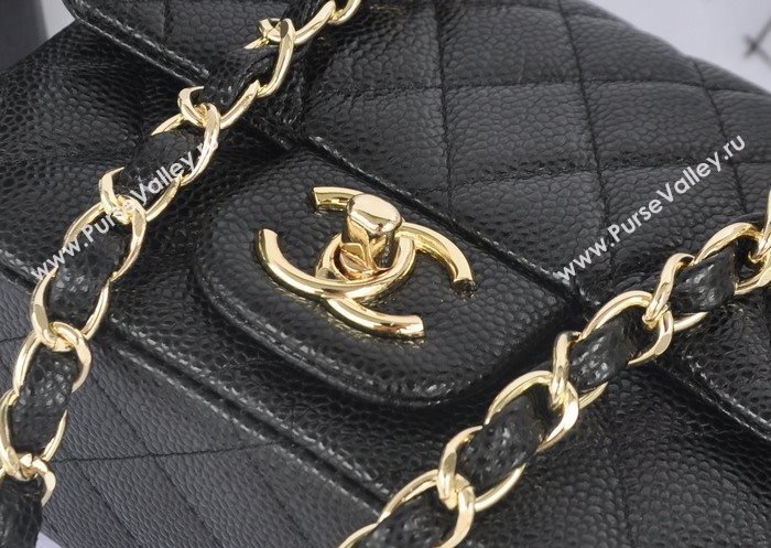 Chanel A1115 caviar lambskin small classic flap handbag black bag 5790