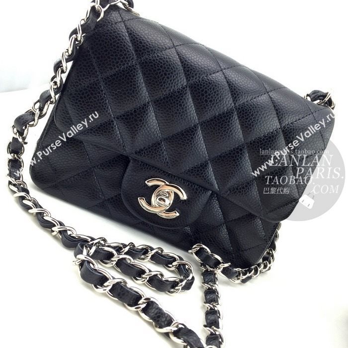 Chanel A1115 caviar lambskin small classic flap handbag black bag 5790