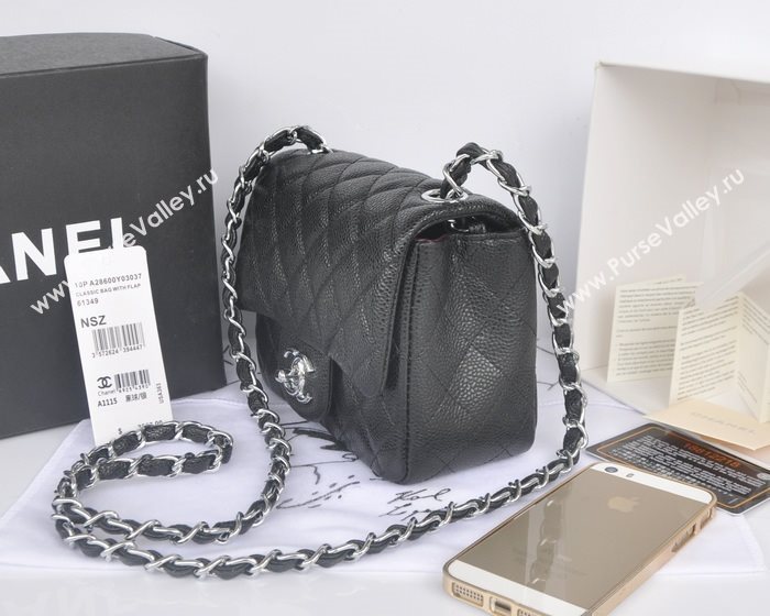 Chanel A1115 caviar lambskin small classic flap handbag black bag 5791