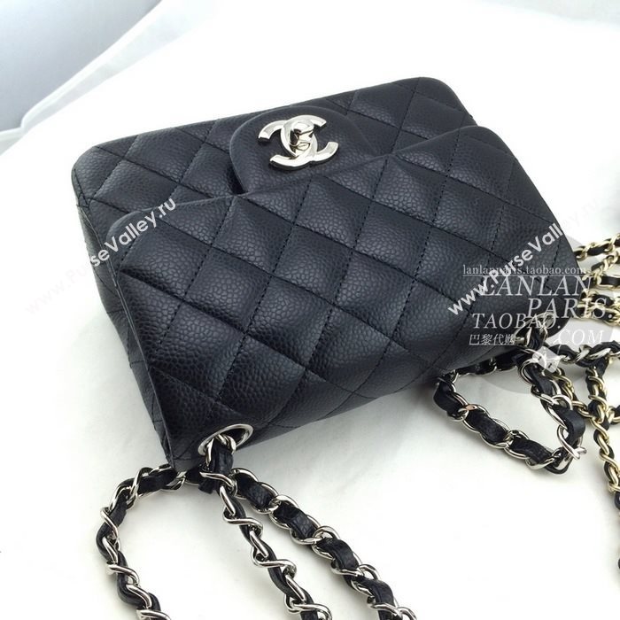 Chanel A1115 caviar lambskin small classic flap handbag black bag 5791