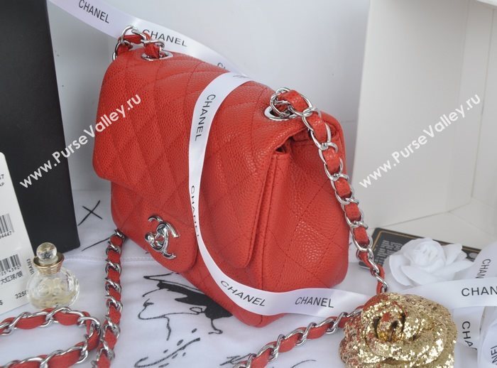 Chanel A1115 caviar lambskin small classic flap handbag red bag 5792