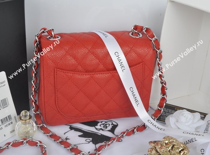 Chanel A1115 caviar lambskin small classic flap handbag red bag 5792