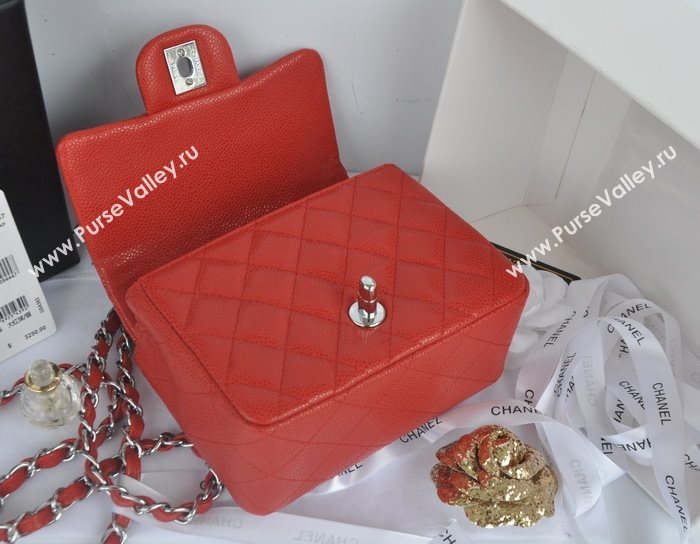 Chanel A1115 caviar lambskin small classic flap handbag red bag 5792