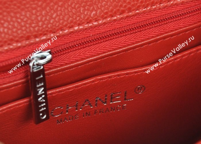 Chanel A1115 caviar lambskin small classic flap handbag red bag 5792