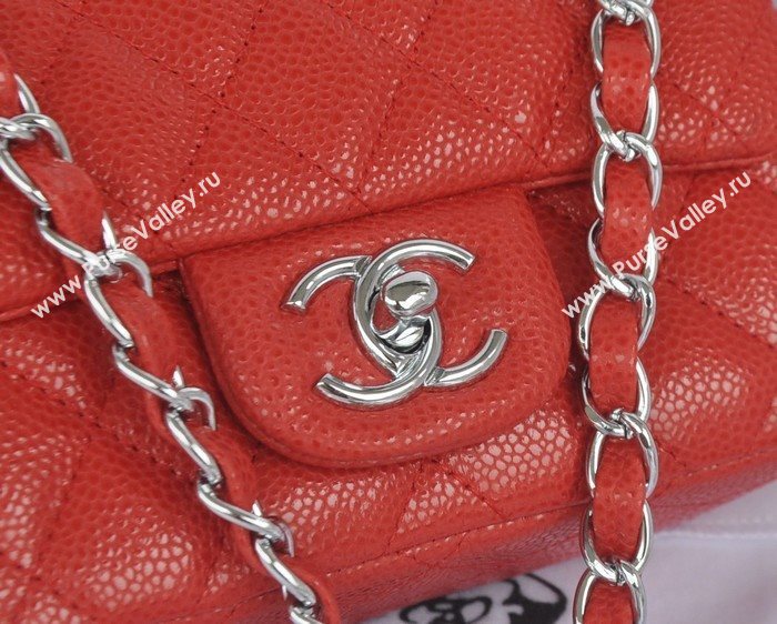 Chanel A1115 caviar lambskin small classic flap handbag red bag 5792