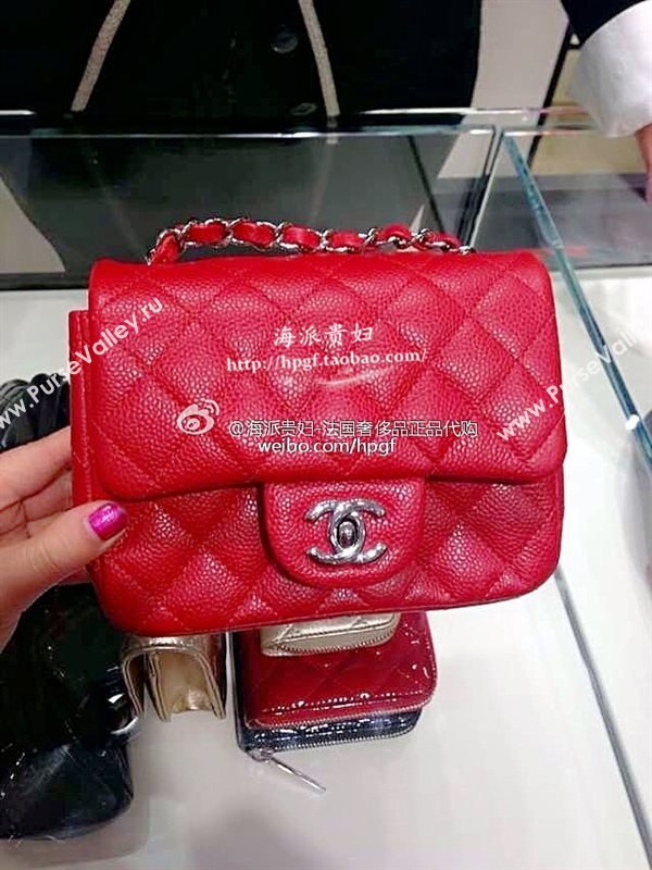 Chanel A1115 caviar lambskin small classic flap handbag red bag 5792