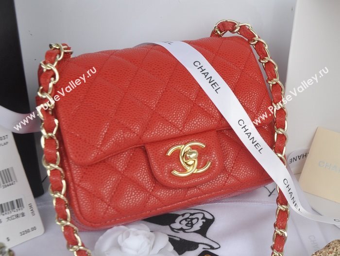 Chanel A1115 caviar lambskin small classic flap handbag red bag 5793