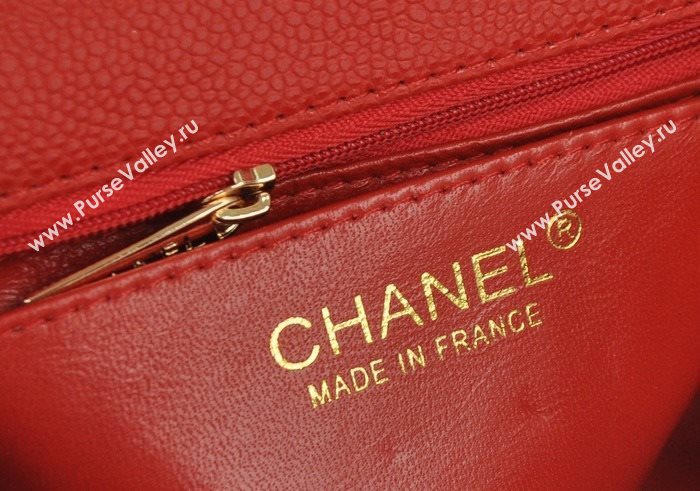 Chanel A1115 caviar lambskin small classic flap handbag red bag 5793