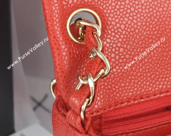 Chanel A1115 caviar lambskin small classic flap handbag red bag 5793