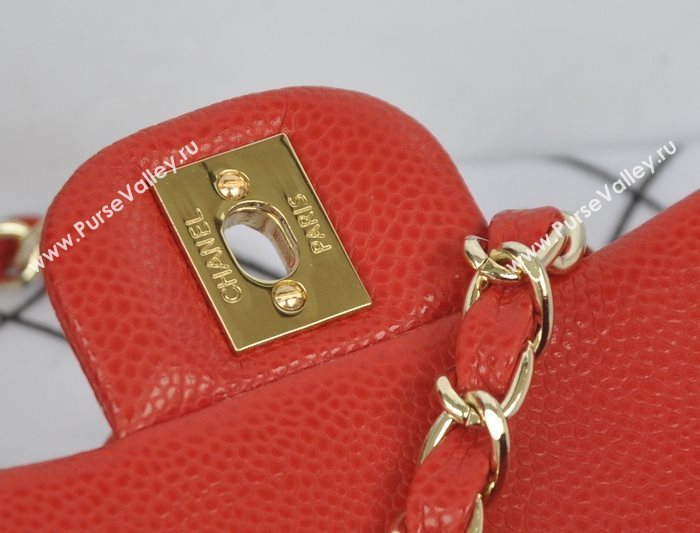 Chanel A1115 caviar lambskin small classic flap handbag red bag 5793