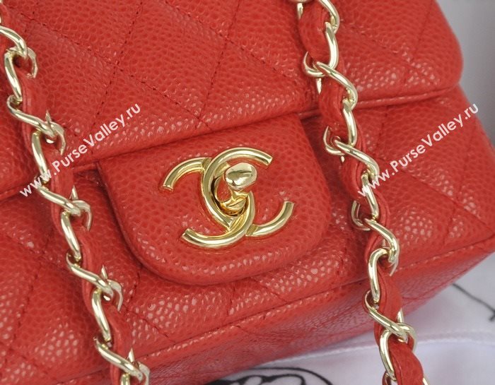 Chanel A1115 caviar lambskin small classic flap handbag red bag 5793