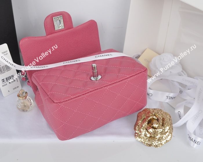 Chanel A1115 caviar lambskin small classic flap handbag red bag 5794