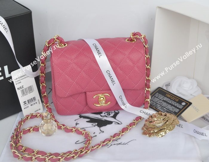 Chanel A1115 caviar lambskin small classic flap handbag red bag 5795