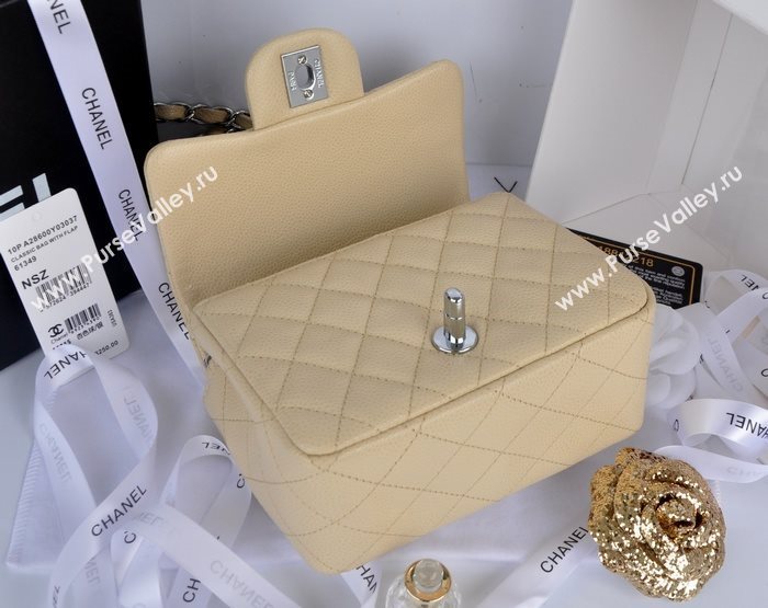 Chanel A1115 caviar lambskin small classic flap handbag apricot bag 5797