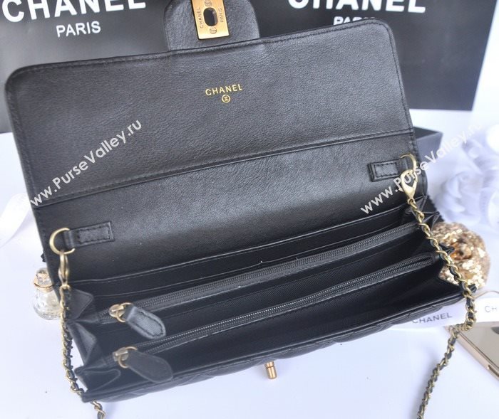 Chanel A21908 lambskin clutch shoulder handbag black bag 5798