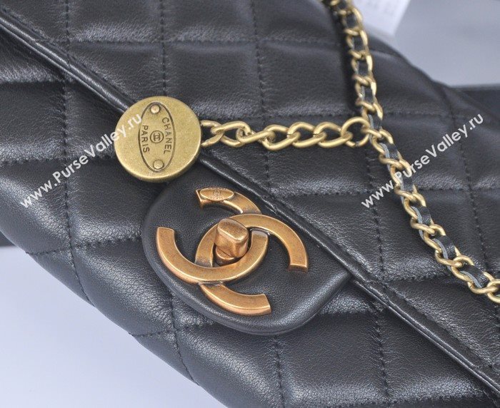 Chanel A21908 lambskin clutch shoulder handbag black bag 5798