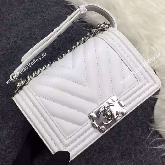 Chanel A92059 lambskin small le boy handbag white bag 5702