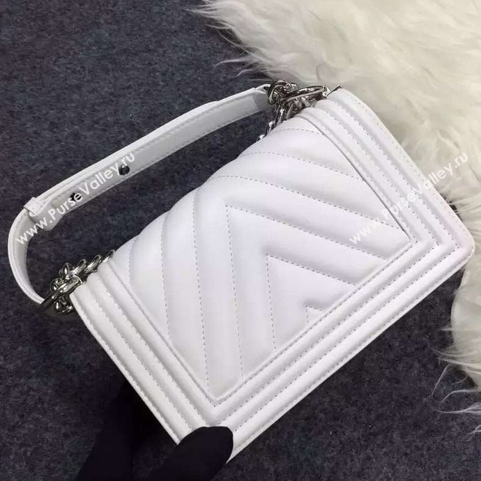 Chanel A92059 lambskin small le boy handbag white bag 5702