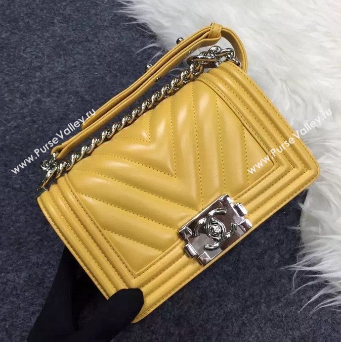 Chanel A92059 lambskin small le boy handbag yellow bag 5705