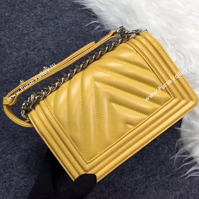 Chanel A92059 lambskin small le boy handbag yellow bag 5705