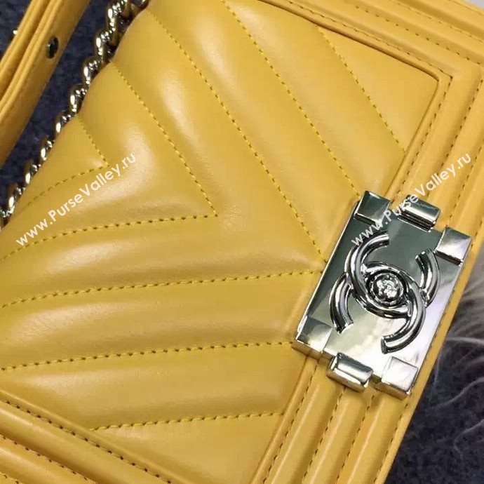 Chanel A92059 lambskin small le boy handbag yellow bag 5705