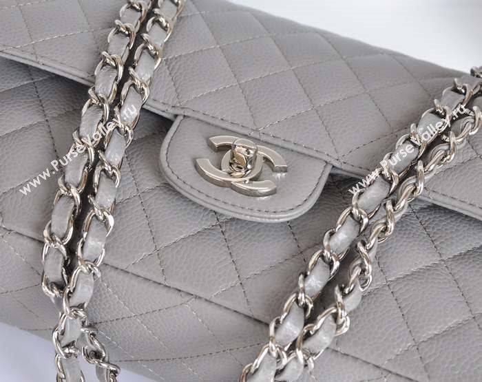 Chanel A1112 caviar lambskin classic flap handbag gray bag 5708