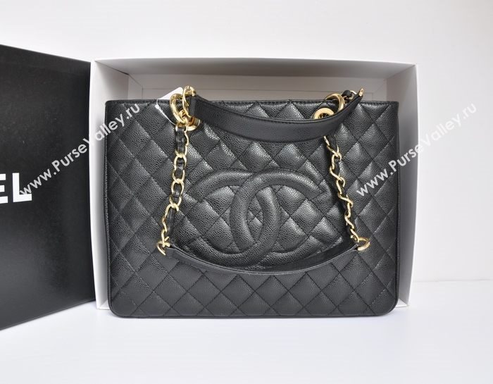 Chanel A36092 caviar lambskin GST shopping handbag black bag 5709