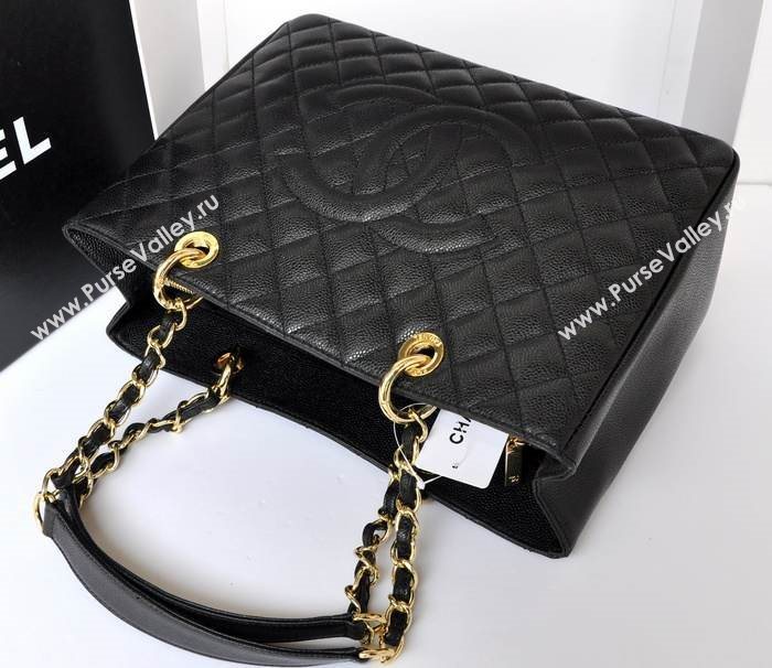 Chanel A36092 caviar lambskin GST shopping handbag black bag 5709