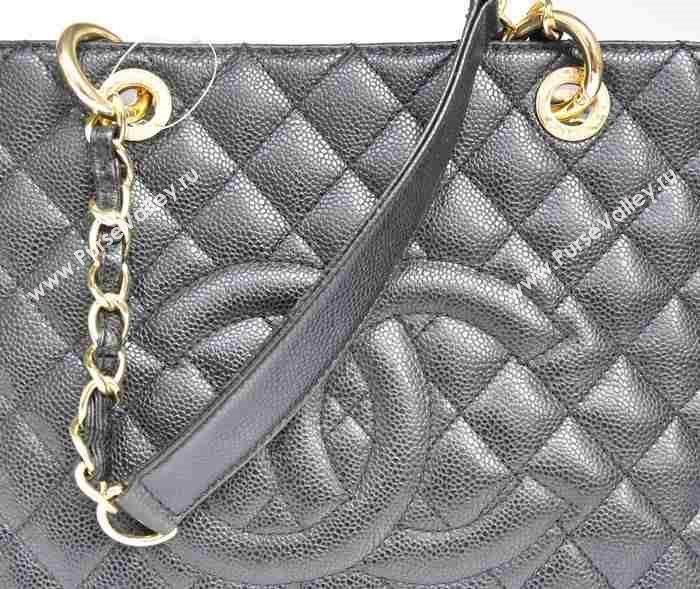 Chanel A36092 caviar lambskin GST shopping handbag black bag 5709