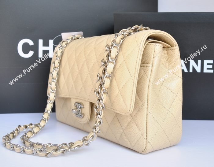 Chanel A1112 caviar lambskin classic flap handbag apricot bag 5710