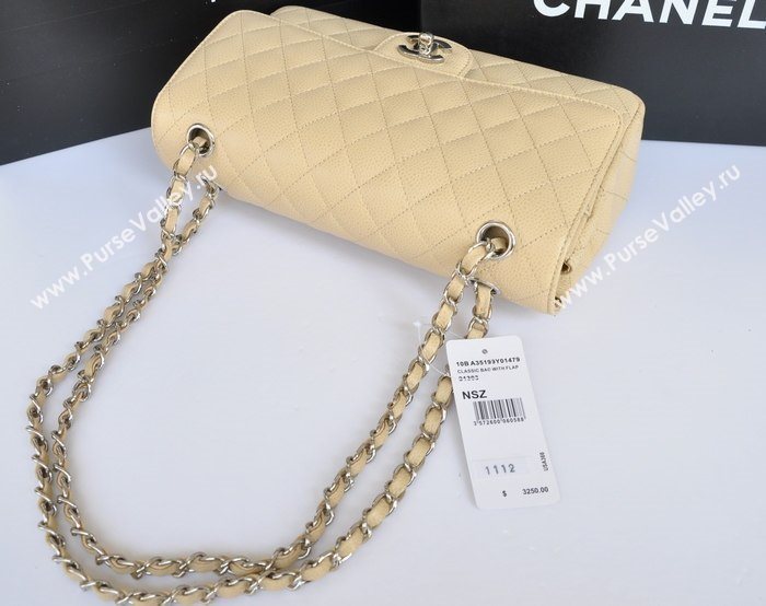 Chanel A1112 caviar lambskin classic flap handbag apricot bag 5710