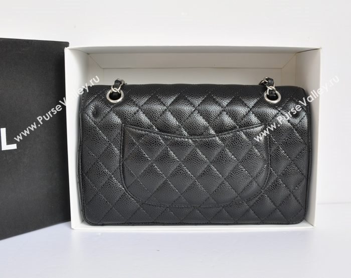 Chanel A1112 caviar lambskin classic flap handbag black bag 5712