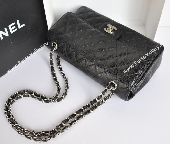 Chanel A1112 caviar lambskin classic flap handbag black bag 5712